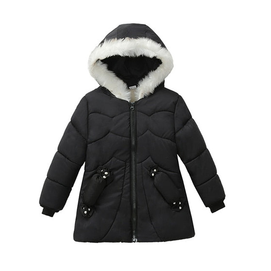 Windproof Warm Thickening Fur Collar Baby Girl Winter Jacket