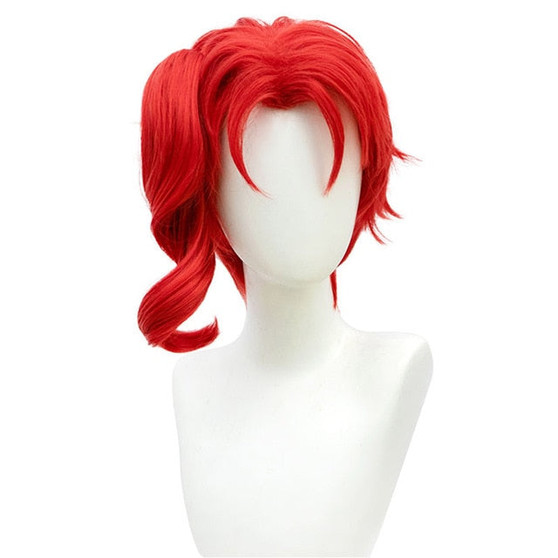 HSIU Anime JoJo's Bizarre Adventure Role wig Kakyoin Noriaki cosplay Wig Red curl  high temperature fiber wig Cap