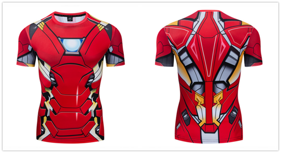 Marevl Superhero Iron Man Cosplay Costume Premium 3D Printed Costume Compression T-shirt Finess Gym Quick-Drying Tight Tops