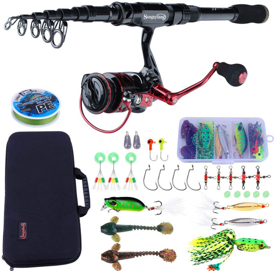 The Fishing Rod and Reel Combos Carbon Fiber Telescopic Fishing Rod with Reel Combo Travel Protable Fishing Gear