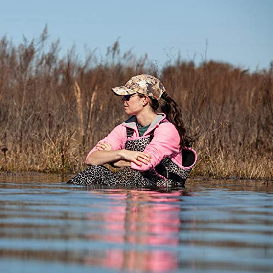 The Neoprene Chest Waders Leopard Print Duck Hunting Waders for Women with Boots Cleated Waterproof Insulated Fishing Waders