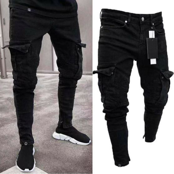 Goocheer Long Pencil Pants Ripped Jeans Slim Spring Hole Men's Fashion Thin Skinny Jeans Men Hiphop Trousers Clothes Clothing