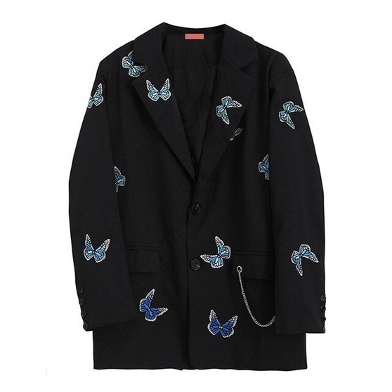 2020 Butterfly Embroidery Suit Coat Women's Spring Autumn New Vintage Loose Oversize Short Jacket Long Sleeve Korean Blazer Feminino