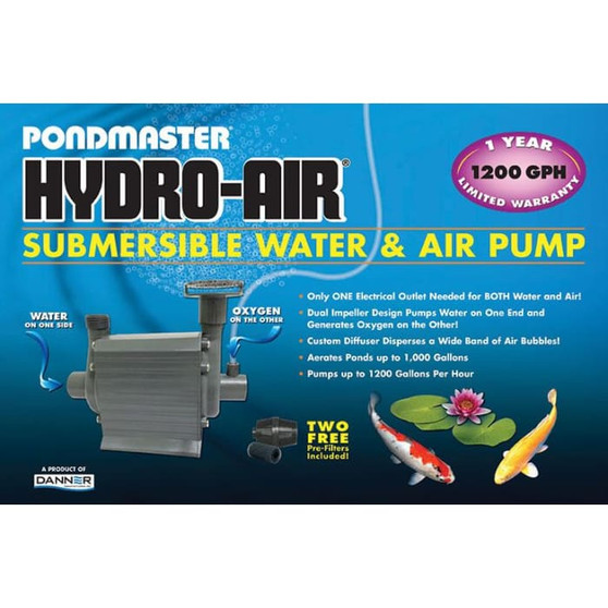 Danner Pondmaster Hydro-Air Submersible Water & Air Pump 1400 GPH