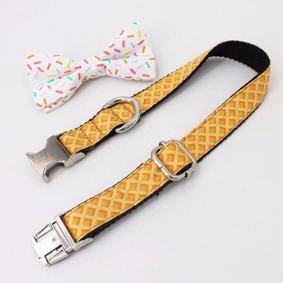 "Ice Cream Cone" Dog Collar w/ Detachable Bow