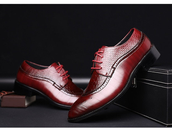 Merkmak Fashion Leather shoes Men Dress Shoe Pointed Oxfords Shoes For Men Lace Up Designer Luxury Men Formal Shoes 2019