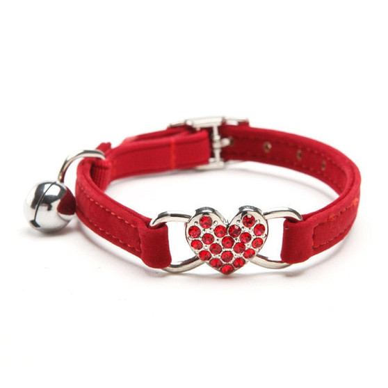 Heart Charm and Bell Cat Collar