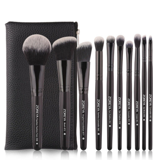 10pcs Black Makeup Brush Set