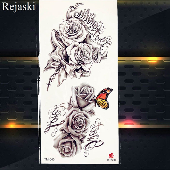 Purple Rose Water Transfer Tattoo Stickers