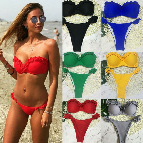 Strapless Solid Color Bikini