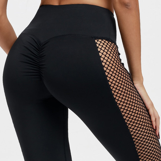 Black High Waist Leggings Women Mesh Patchwork Push Up Legging