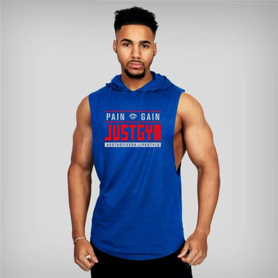 Men Bodybuilding Stringer Hoodie Tank top Workout Singlet Fitness Sleeveless Shirt