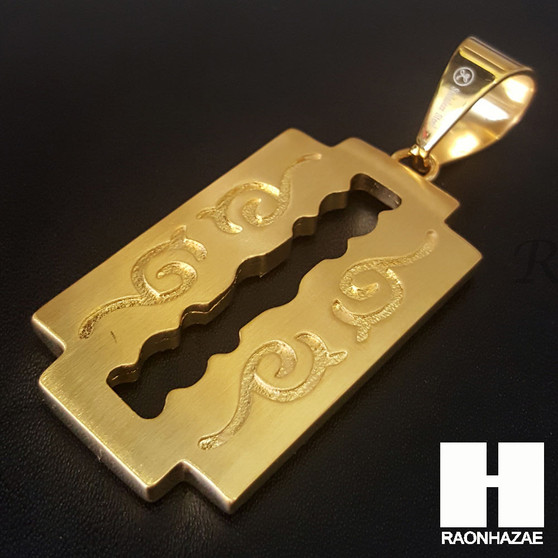 316L Stainless steel Gold Silver Razor Blade Pendant Miami Cuban SS026