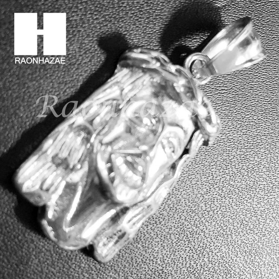 Mens Hip Hop Stainless steel Silver Jesus Face Pendant SS003