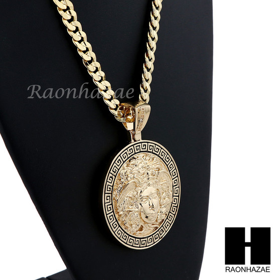 HIP HOP MEDUSA ROUND PENDANT 24 30 36" CUBAN LINK CHAIN NECKLACE N36