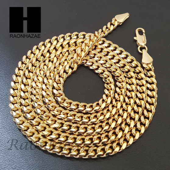 Mens Brass Gold Medusa Charm Pendant w/ 5mm 24" 30" Cuban Chain A07G