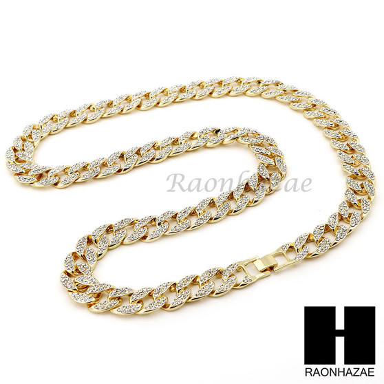 Mens Hip Hop 14k Plated BMF Pendant 30" Cuban Link Chain NN030G