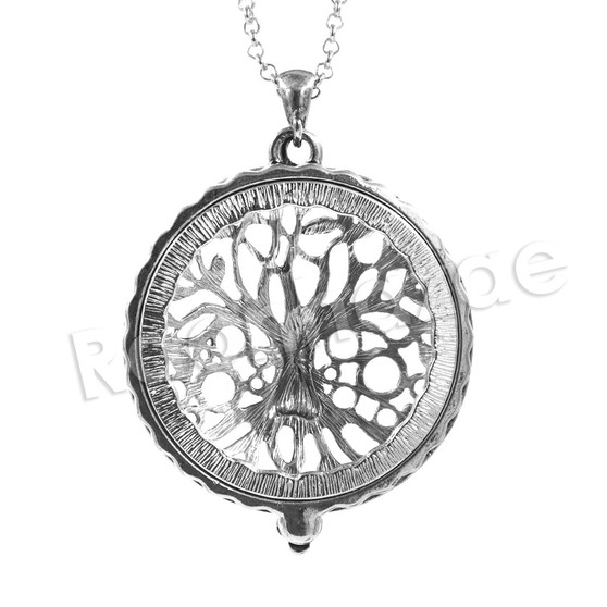 Antique Chain Tree of Life Magnifying Glass Locket Pendant Necklace