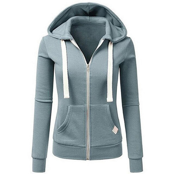 Women Long Sleeve Patchwork Solid Color Hooded Zipper Sport Coat/Free Shipping