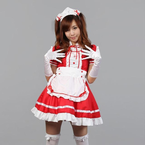 K-ON! Lolita Ruffled Maid Uniform Cosplay [2 Colors] #JU2113