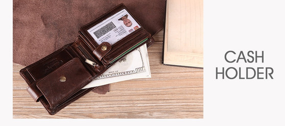 Real Cowhide Leather Men's Compact Wallet