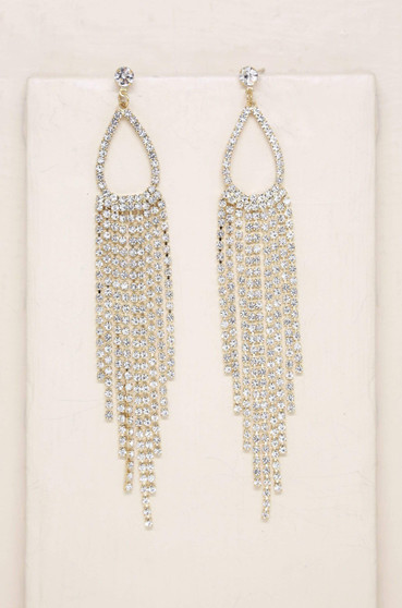 Long Teardrop Crystal Chandelier Earrings