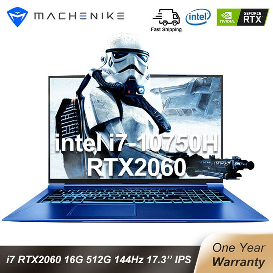 Machenike F117-FPD RTX 2060 Gaming Laptop i7 10750H Intel 144hz Laptops 16GB 512SSD 1T 17.3" NTSC IPS i7 Computer PC Notebook