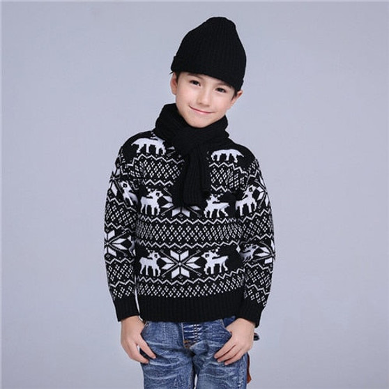 Black Kids Knitted Christmas Sweater
