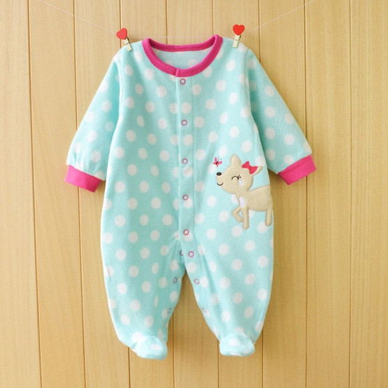 Blue Polka Dot Rompers with Footies