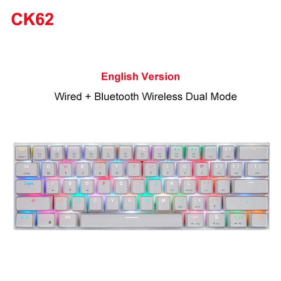 MOTOSPEED CK62 USB Wired Bluetooth Wireless Dual Mode Mechanical RGB Backlit Gaming Keyboard , 61 Keys Portable Mini Keyboard