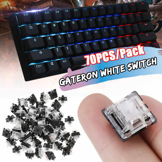 70PCS 3Pin Gateron White Switch Keyboard Switch SMD Switches  for Mechanical Gaming Keyboard Keyboards Accessories