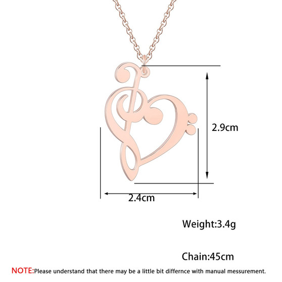 Music Note Heart Necklace