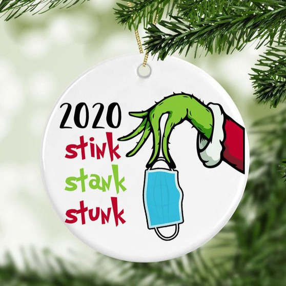 Christmas 2020 grinch stink stank stunk Circle Ornament