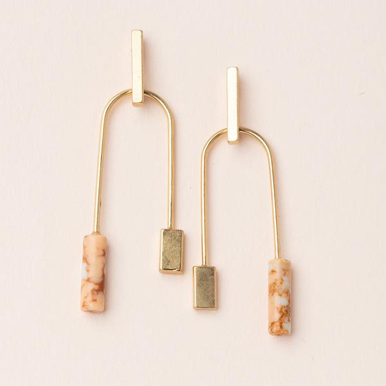 Stone Balance Earring Pink Gold