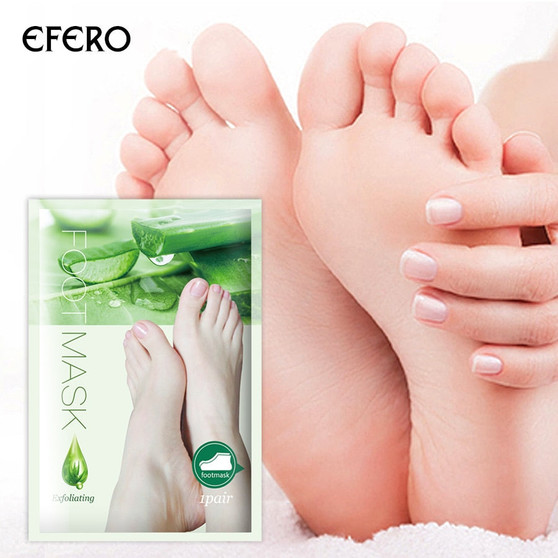EFERO 3pair=6pcs Aloe Peeling Feet Mask Exfoliating Scrub Pedicure Spa Socks Remove Dead Skin Cuticles Foot Peel Mask for Legs