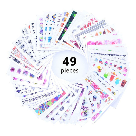 49 Designs Nail Sticker Set Black Feather Dream Catcher Decal Water Transfer Slider For Nails Art Decor Watermark Stickers