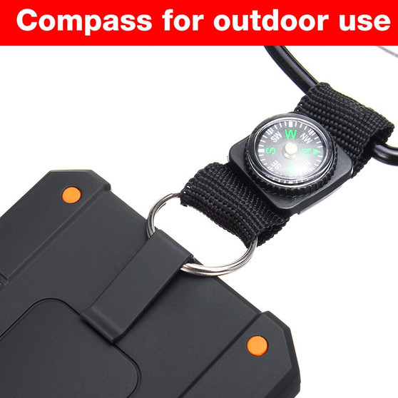 30000mAh Water Resistant Solar Power Bank with LED Light & Compass