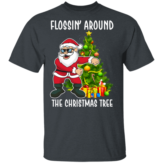 Santa Flossing T-shirt Flossin Around the Christmas Tree Shirt
