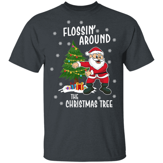 Christmas Tree Funny Santa Flossing Around The Tree T-shirt