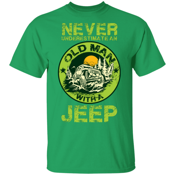 NewmeUp Men's Never Underestimate An Old Man With A Jeep Shirts