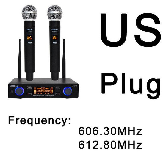 LO-U02 UHF Long Range Dual Channel 2 Handheld Mic Transmitter Professional Karaoke UHF Wireless Microphone System