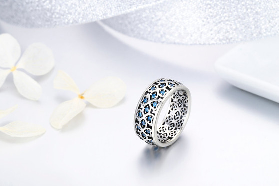 Petals of Love Sweet Clover Blue CZ Finger Rings