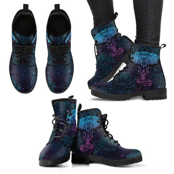 Elephant Lotus Mandala Women's Leather Boots