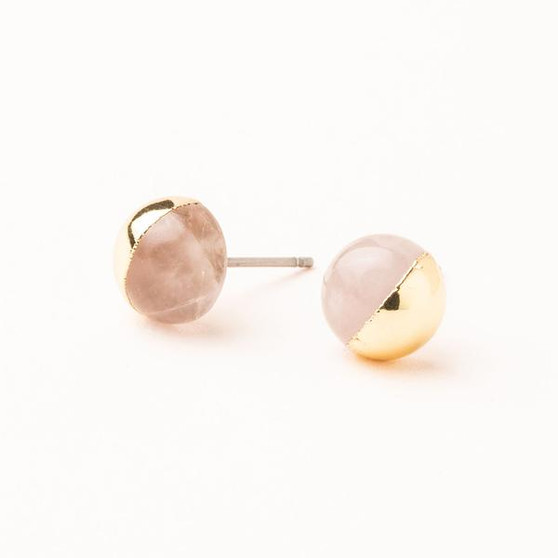 Stud Earring Rose Quartz/Gold