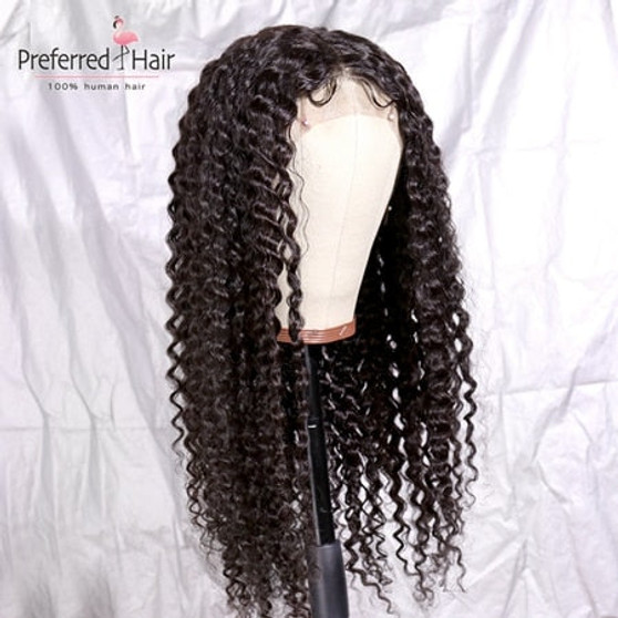 13x6 Ombre Lace Front Wig Brazilian Remy Pre-plucked Curly Human Hair Wig Transparent Lace