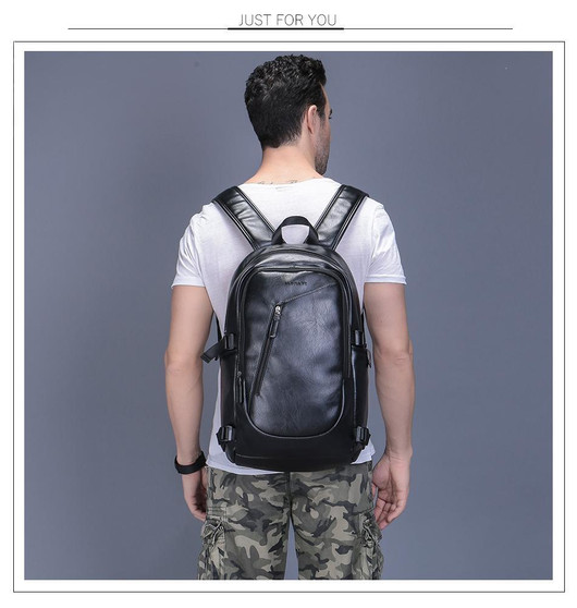 Casual Leather Laptop Backpack Fashionable Waterproof Design