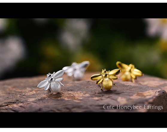 Handmade "Gold" Bee Stud Earrings