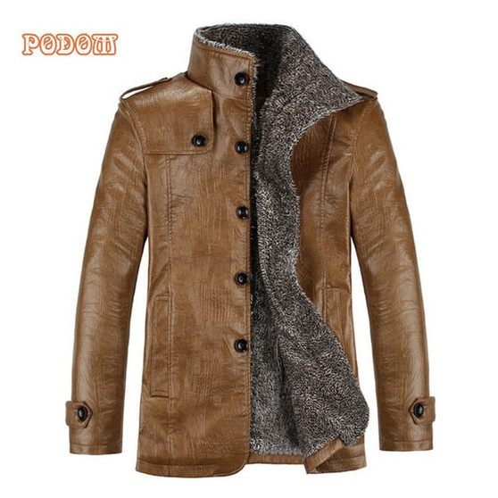 Retro PU Leather Jackets Men's Winter Warm Thick Coats Men Windproof Outerwear Plus Size 4XL