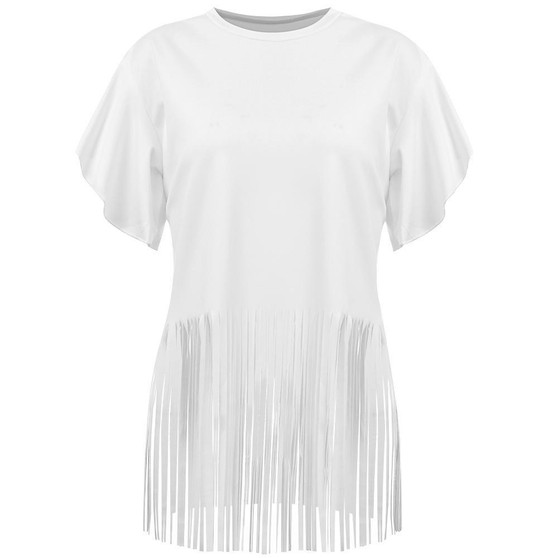 Women's Falbala Pure Color Top with Tassels