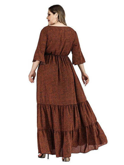 Women's V Neck Long Sleeve Dress